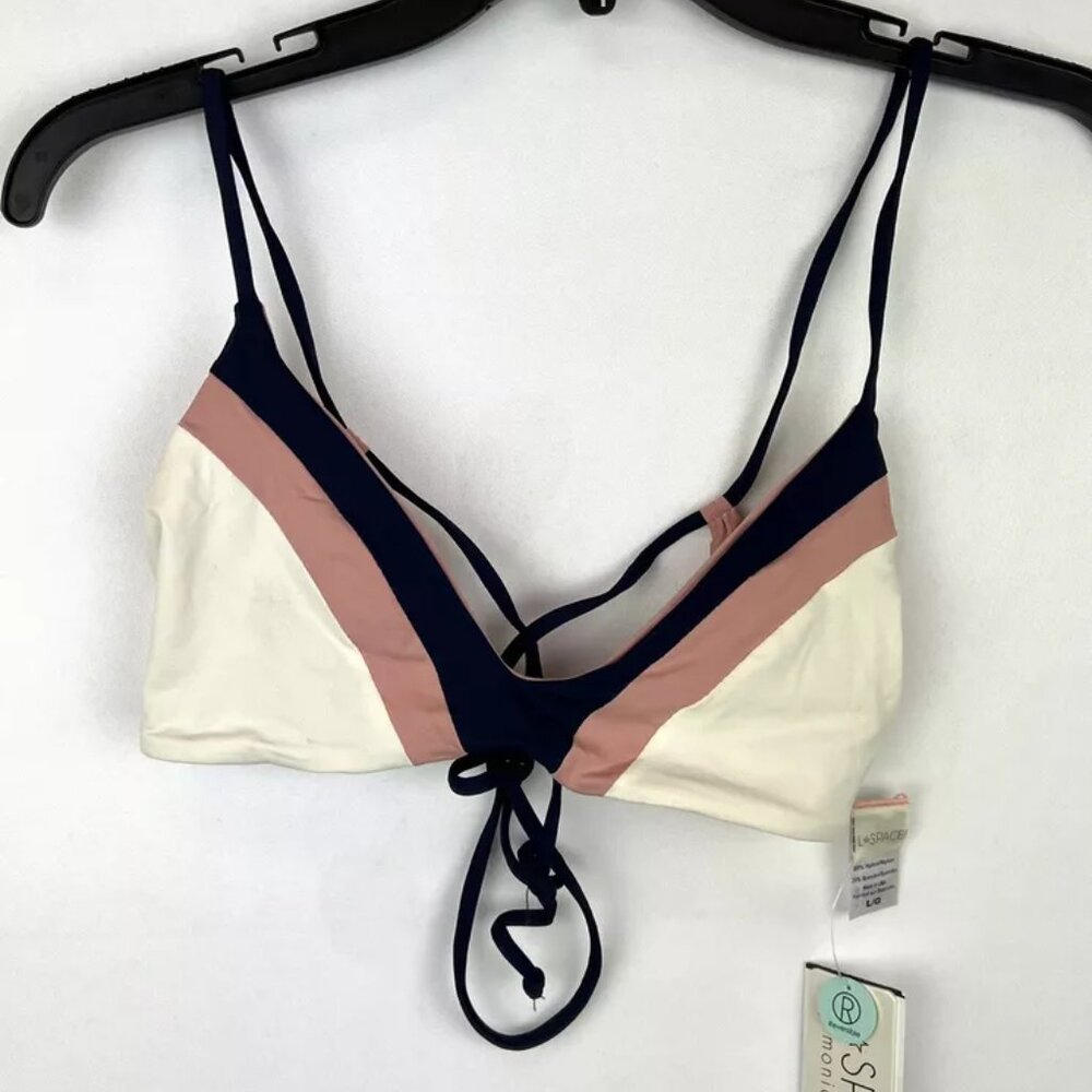 L*Space Navy and Pink Bikini Top